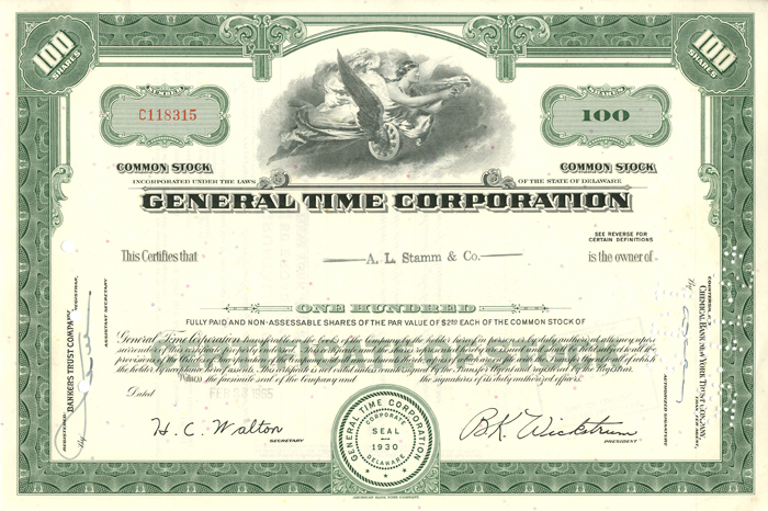 General Time Corporation - Stock Certificate